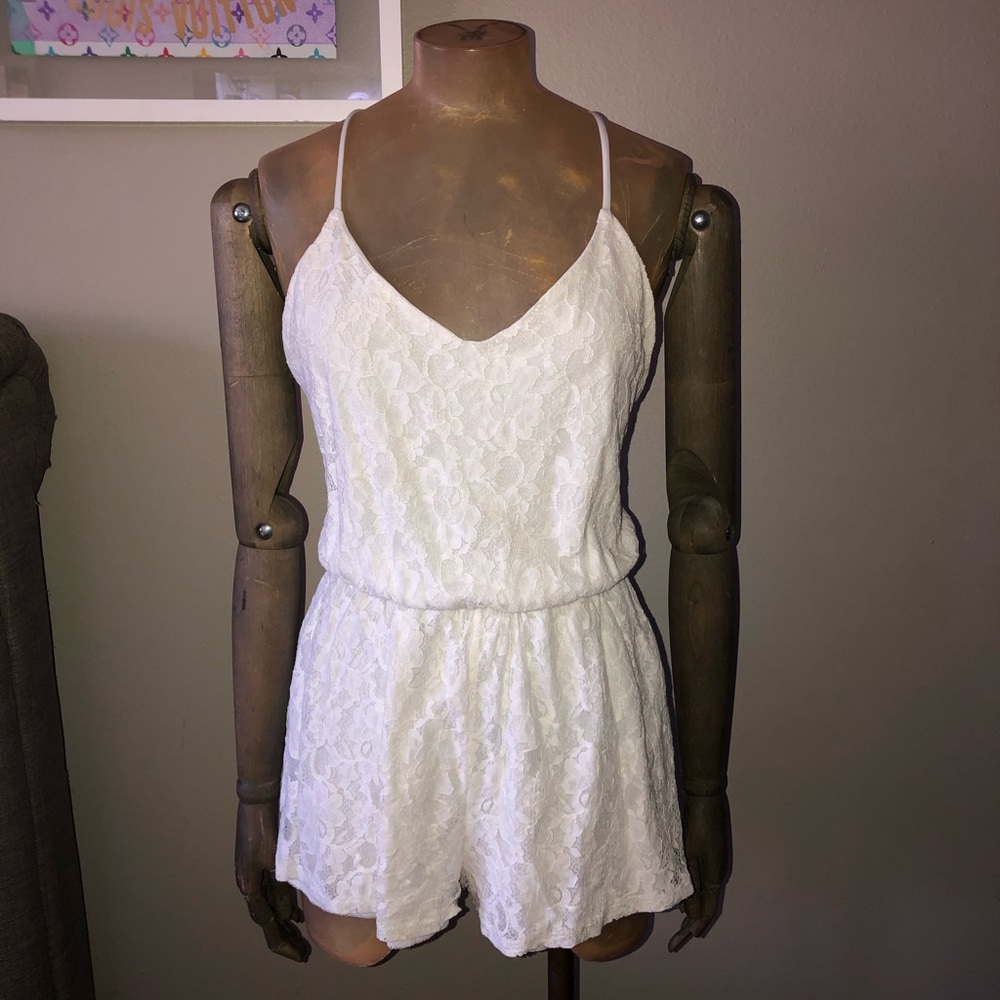 Lace strap romper